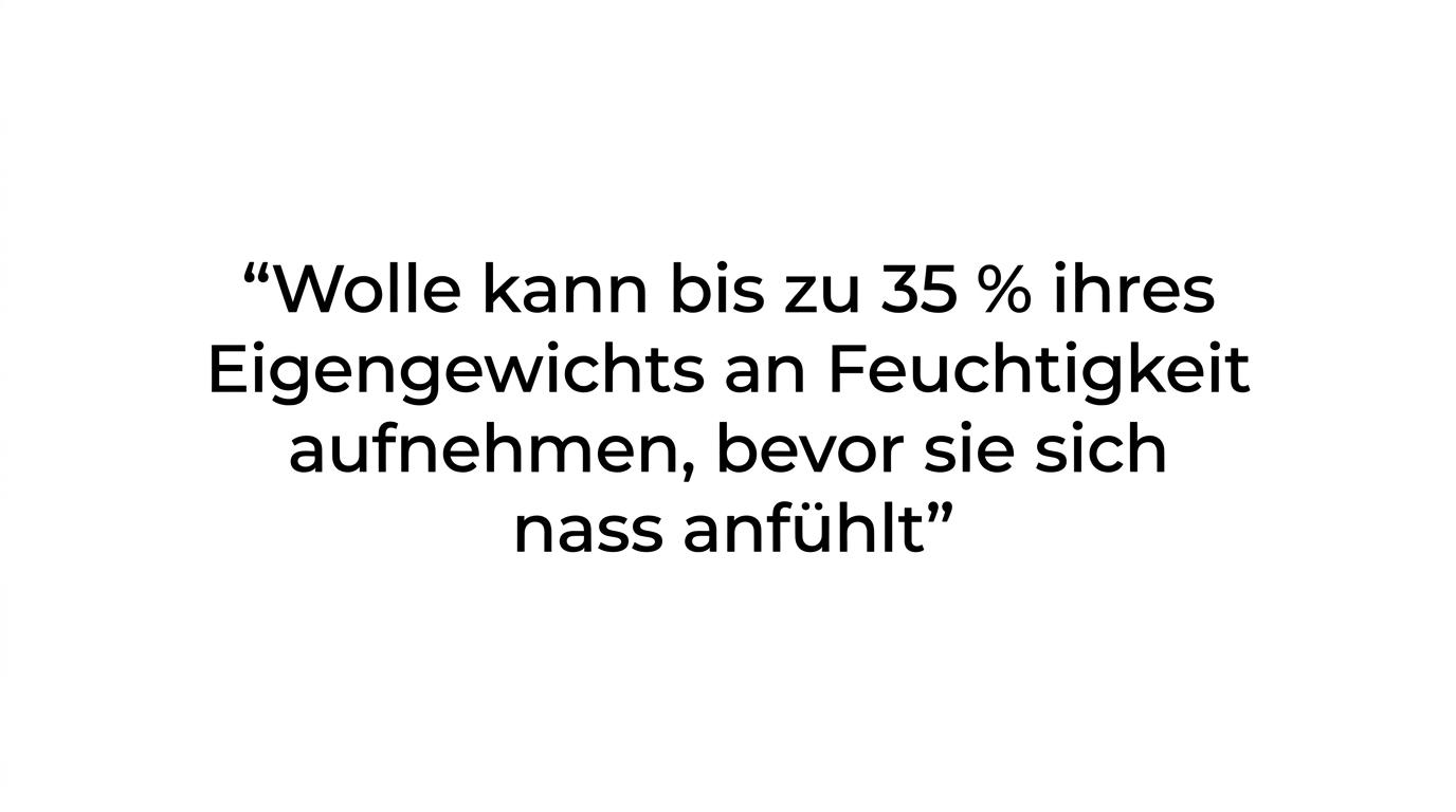 Highlighted quote stating that wool can absorb up to 35 percent of its own weight in moisture before feeling wet.