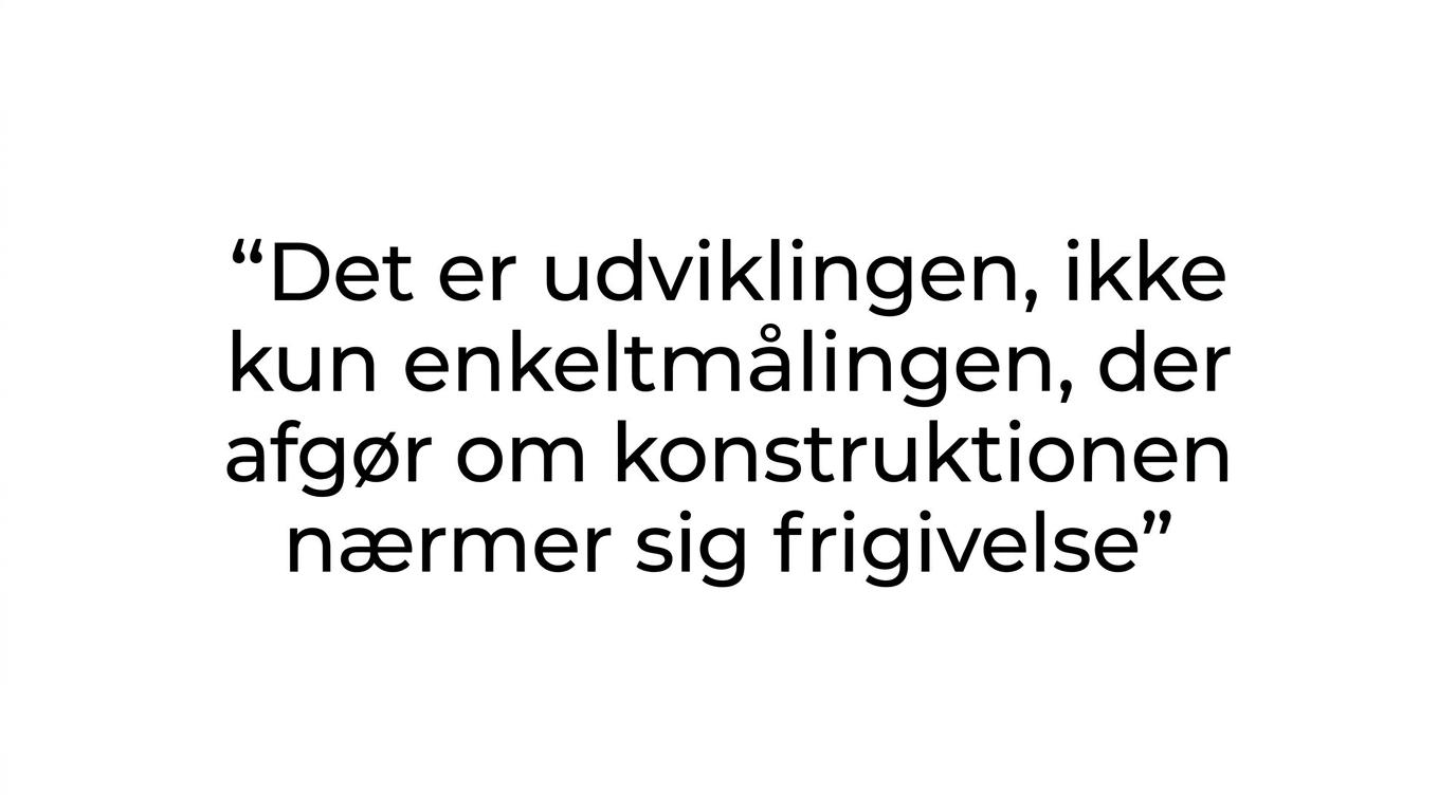 Citatfremhævning med budskabet om, at udviklingen over tid er vigtigere end en enkelt måling.
