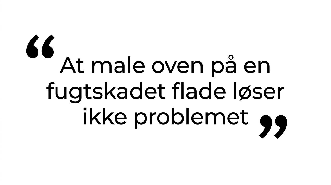 Citatgrafik med teksten om, at maling ikke løser en fugtskade.