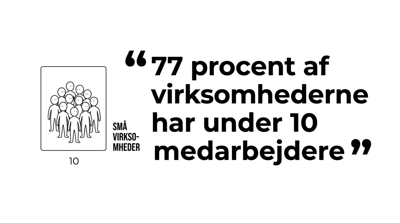 Citatfremhævning om at 77 procent af virksomhederne i Aalborg har under 10 medarbejdere.