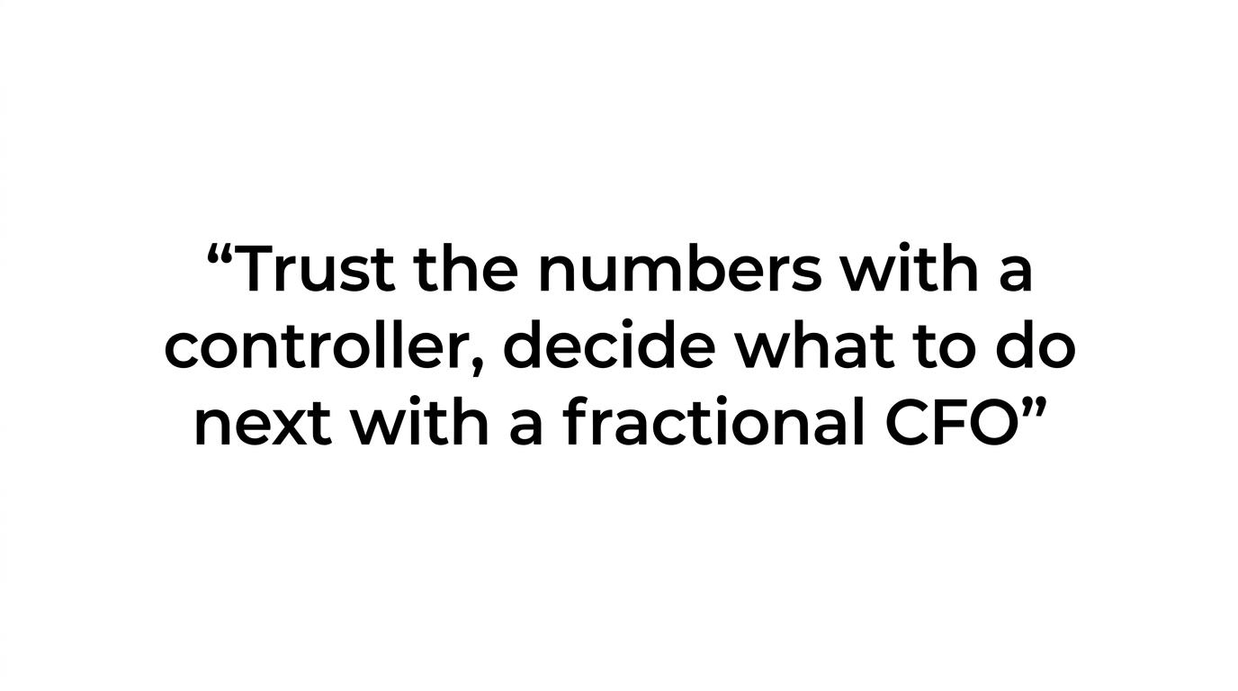 Large pull quote contrasting trusting the numbers with deciding what to do next and how to fund it.