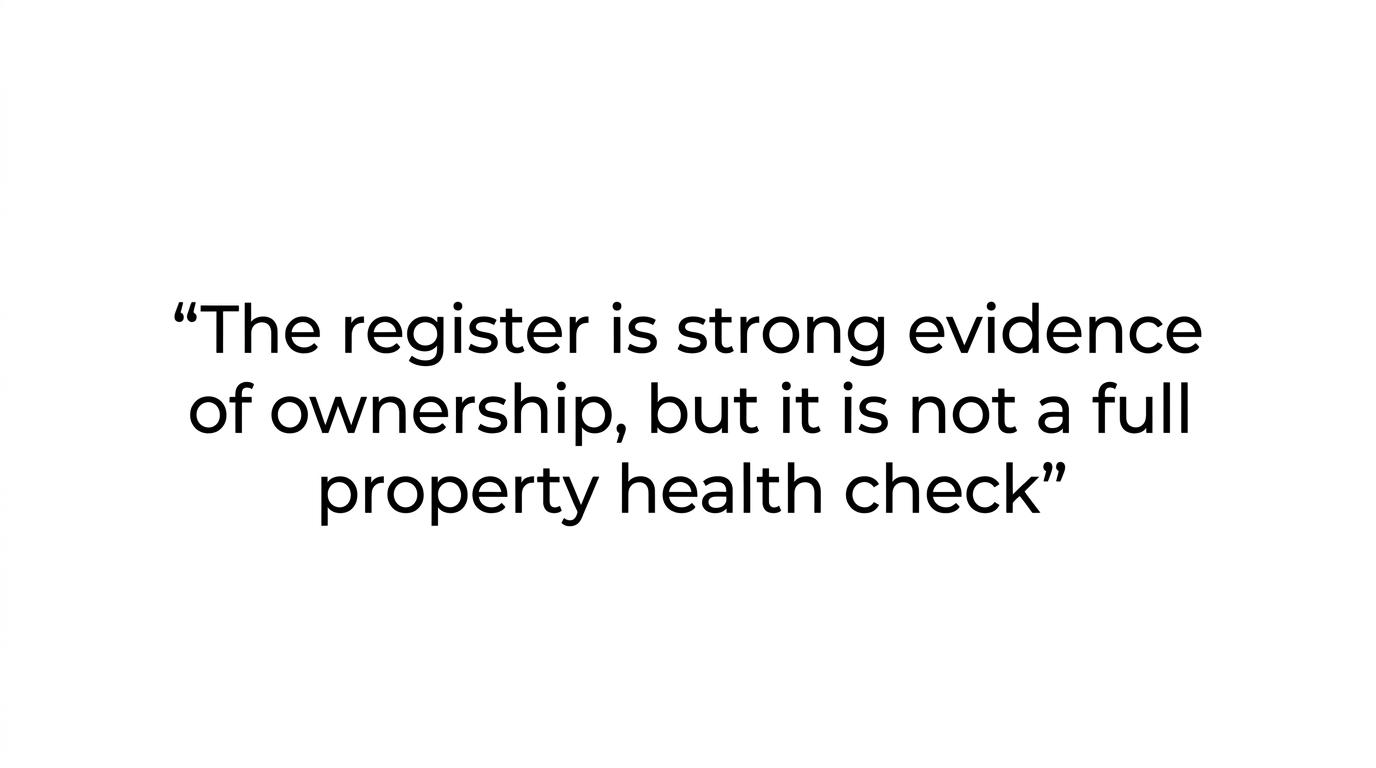 Highlighted quote reading: “Torrens is title by registration, not merely registration of title.”