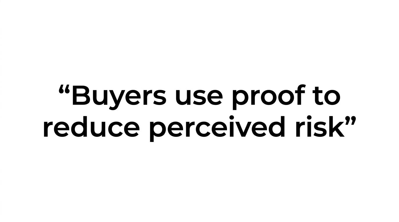 Highlighted quote stating that buyers use testimonial and case study video to reduce perceived risk.