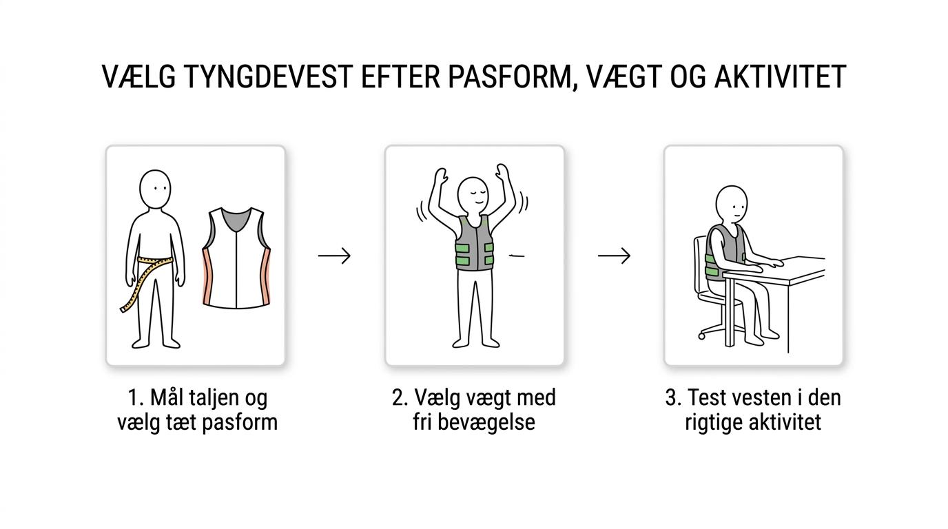 Trinvis oversigt over, hvordan man vælger og afprøver en tyngdevest til voksne.