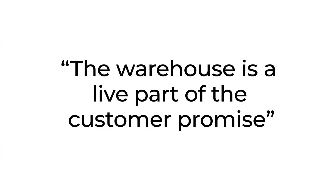 Highlighted quote stating that fulfilment becomes a live part of the customer promise.