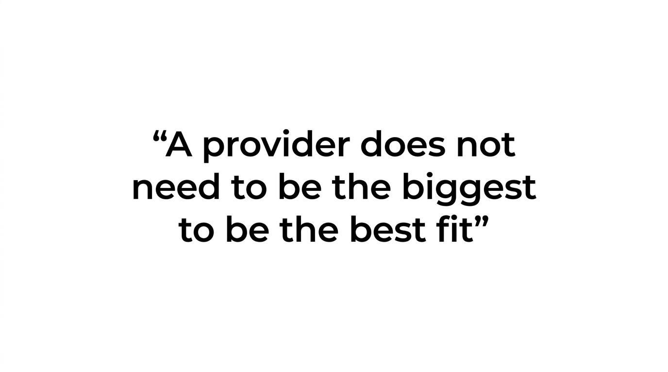 Bold pull quote emphasizing that the best 3PL is the one that fits the work, not the biggest provider.