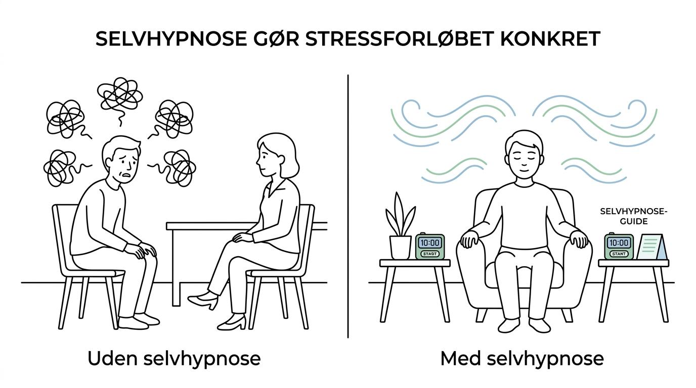 Sammenligning mellem standard stressbehandling og Klinik Careteams skræddersyede hypnoterapi med daglig selvhypnose.