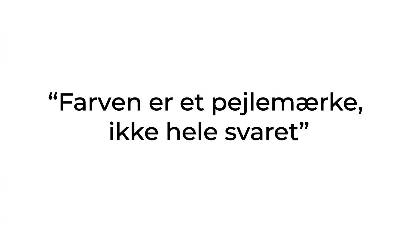 Fremhævet citat om at misos farve kun er en vejledning og ikke hele svaret.