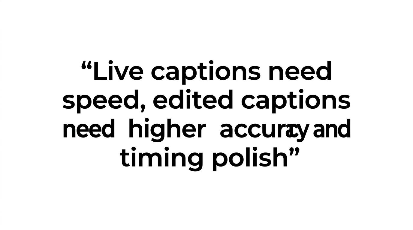 Highlighted quote about balancing speed and accuracy in conference captions.