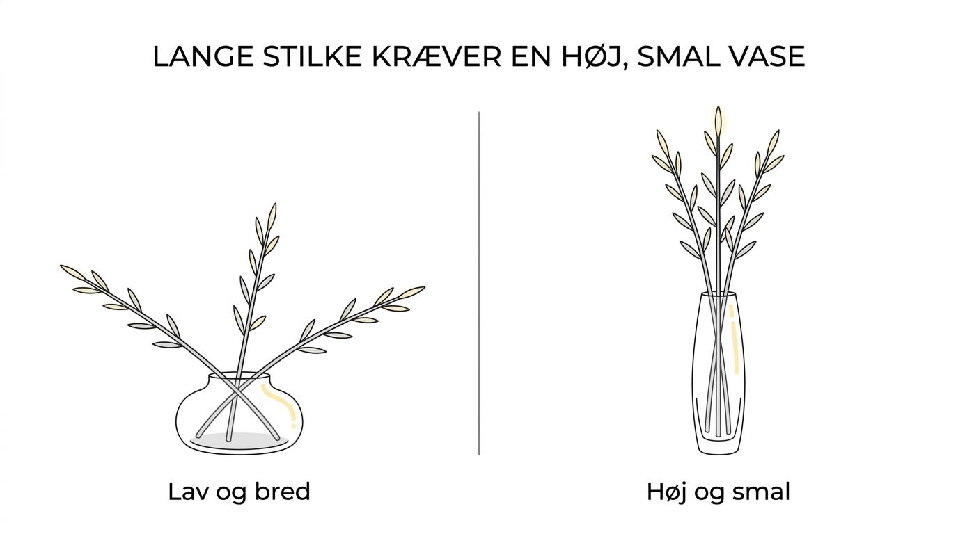 Sammenligning af forskellige Anna von Lipa-vaseformer med buketter, grene og løse blomster i hver sin vase.