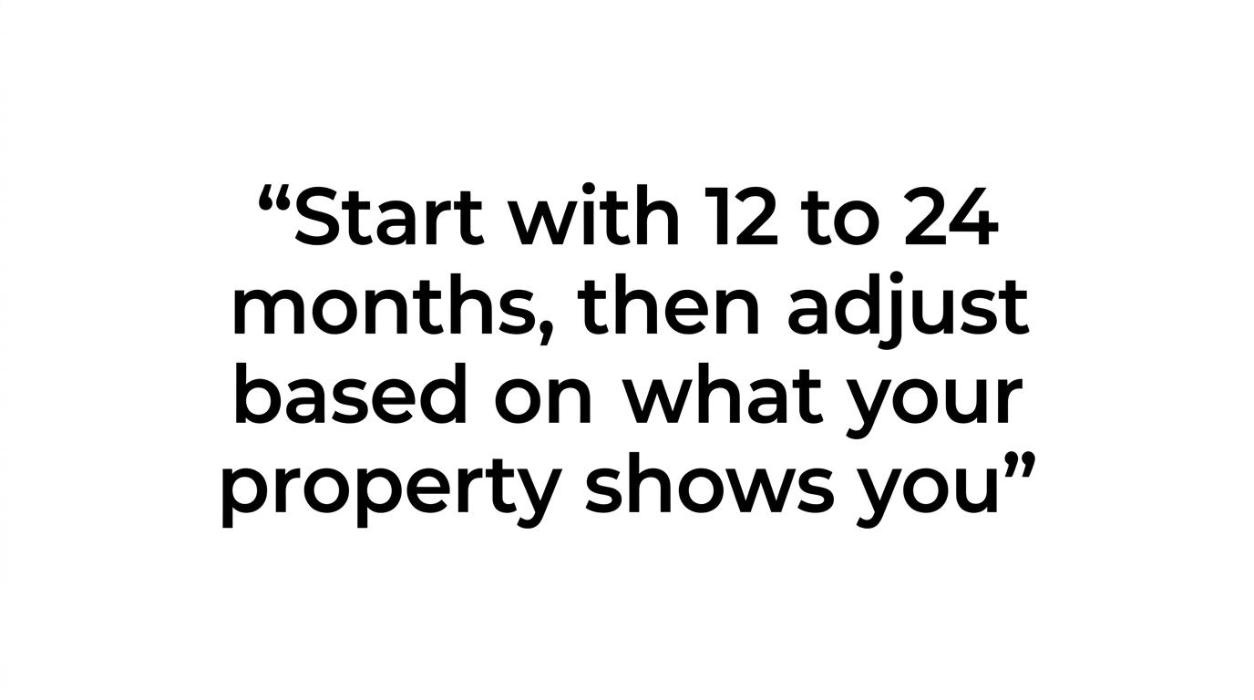 A quote graphic featuring the line: Trust the house, not the calendar.