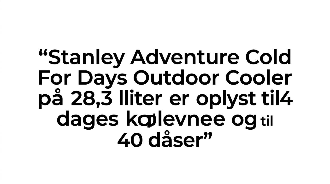 Fremhævet citat om Stanley Adventure Cold For Days Outdoor Cooler med 4 dages køling og plads til 40 dåser.
