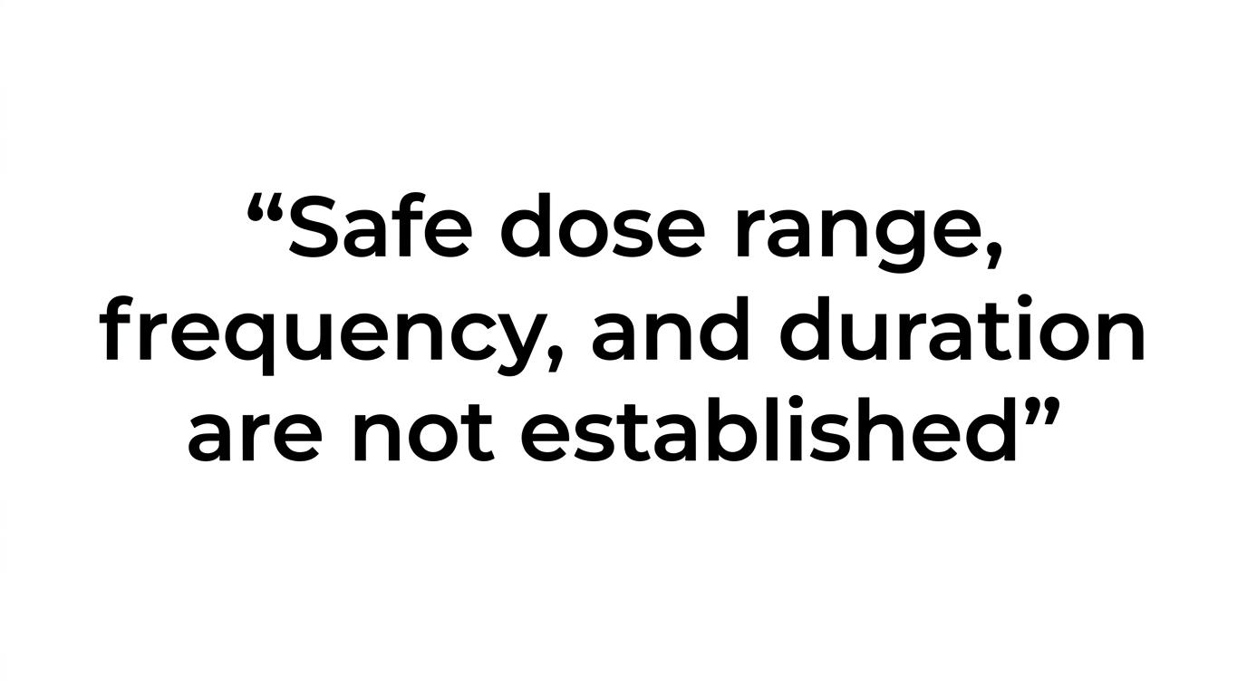 Quote highlight stating that no approved product contains kisspeptin-10 and that safe dose range, frequency, and duration are not established.