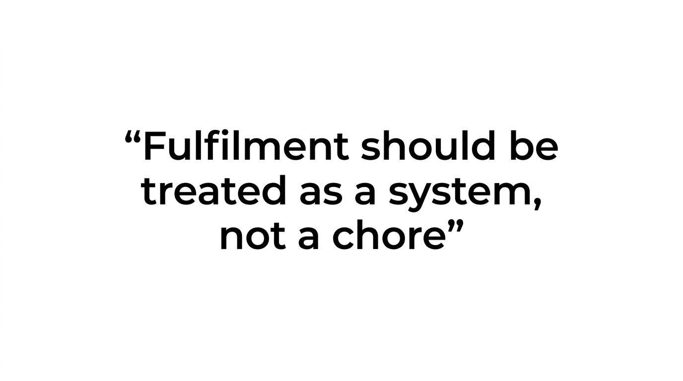 A highlighted quote reading: “This is why fulfilment should be treated as a system, not a chore.”