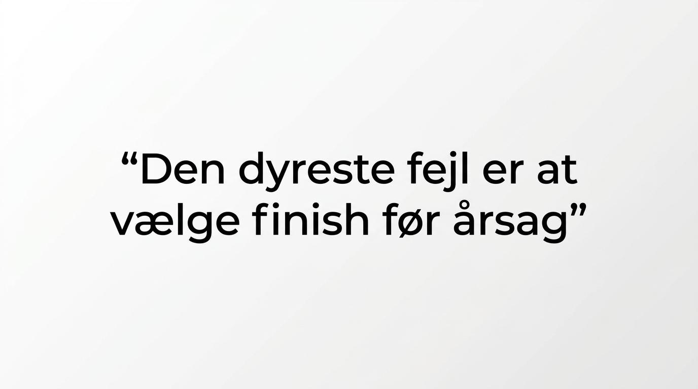 Citatgrafik med budskabet om, at finish ikke bør vælges før årsagen til facadens problemer er løst.