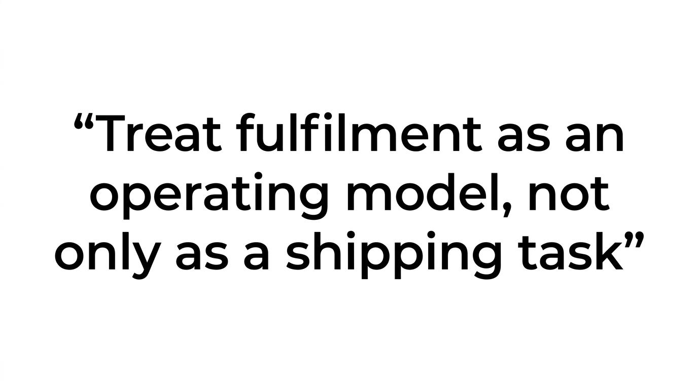 Highlighted quote stating that fulfilment should be treated as an operating model, not only as a shipping task.