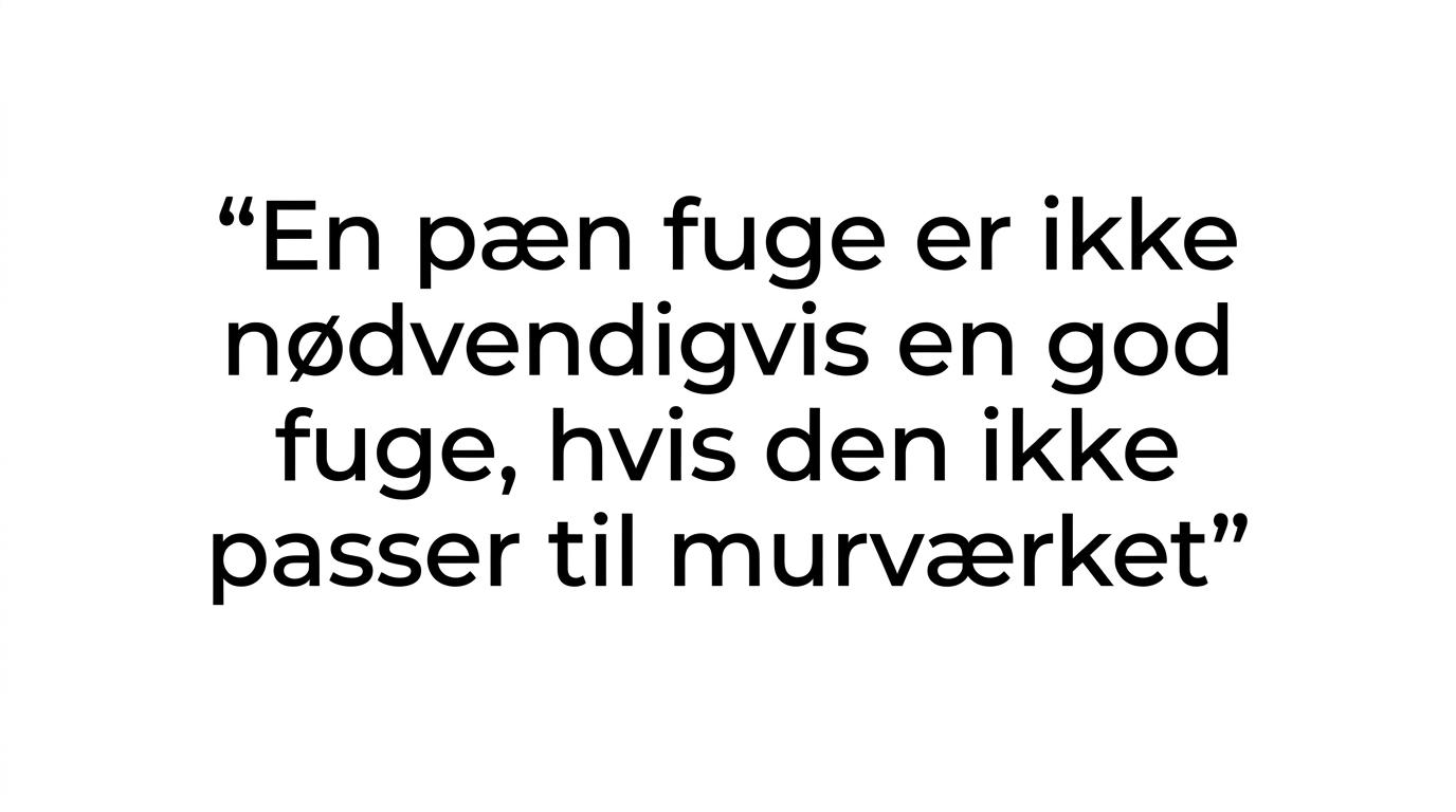 Citatet: "En pæn fuge er ikke nødvendigvis en god fuge, hvis den ikke passer til murværket."