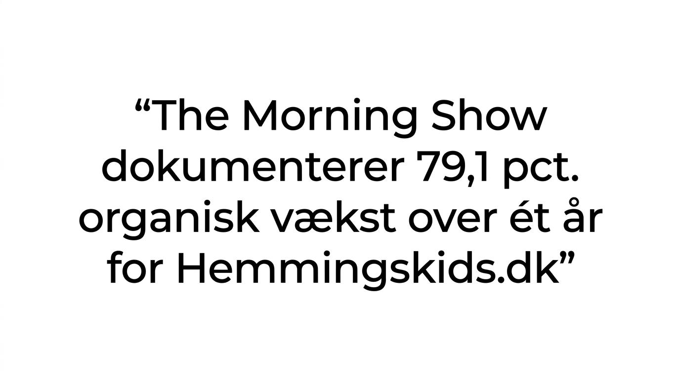 Quote highlighting 79,1 pct. organisk vækst over ét år for Hemmingskids.dk.