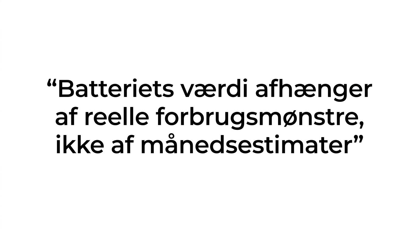 Citatgrafik med pointe om, at et batteri bør vurderes på 3 til 12 måneders time- eller kvartersdata.
