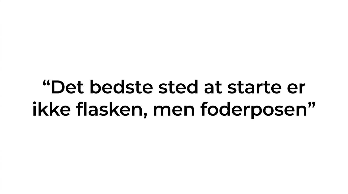 Fremhævet citat om at starte med at vurdere hundens foder før man tilsætter olie.