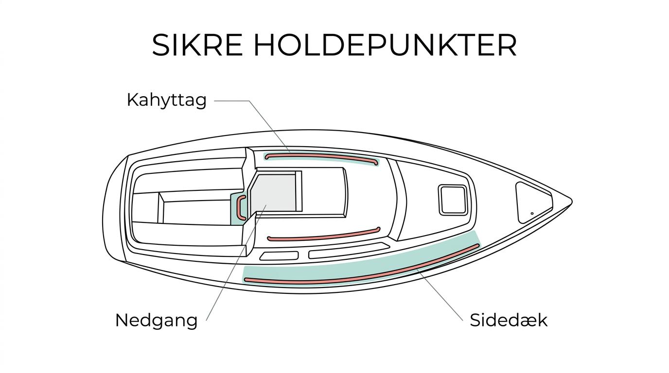 Labeled boat deck diagram showing grab rails at the companionway and cabin top plus side-deck rail components such as fittings, stanchions, and bases.