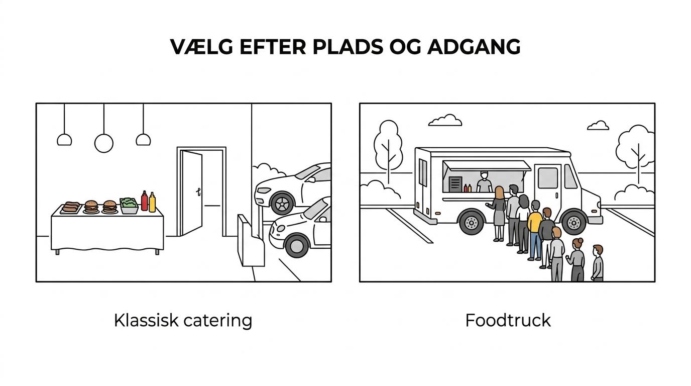 Side-by-side comparison of BOBS classic burger catering and BOBS foodtruck for events in Greve, showing differences in setup, serving style, and practical requirements.