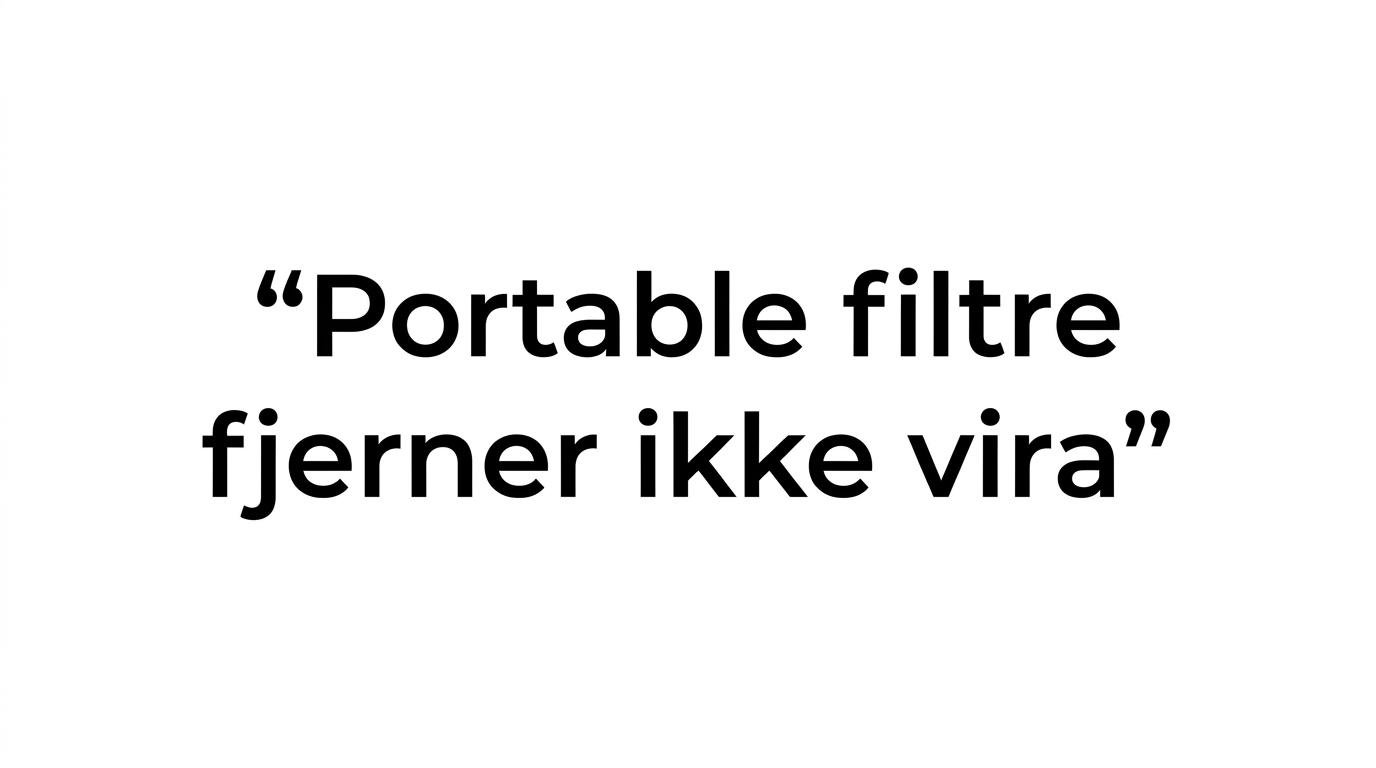 Kort citatfremhævning med budskabet om, at portable filtre ikke fjerner vira.