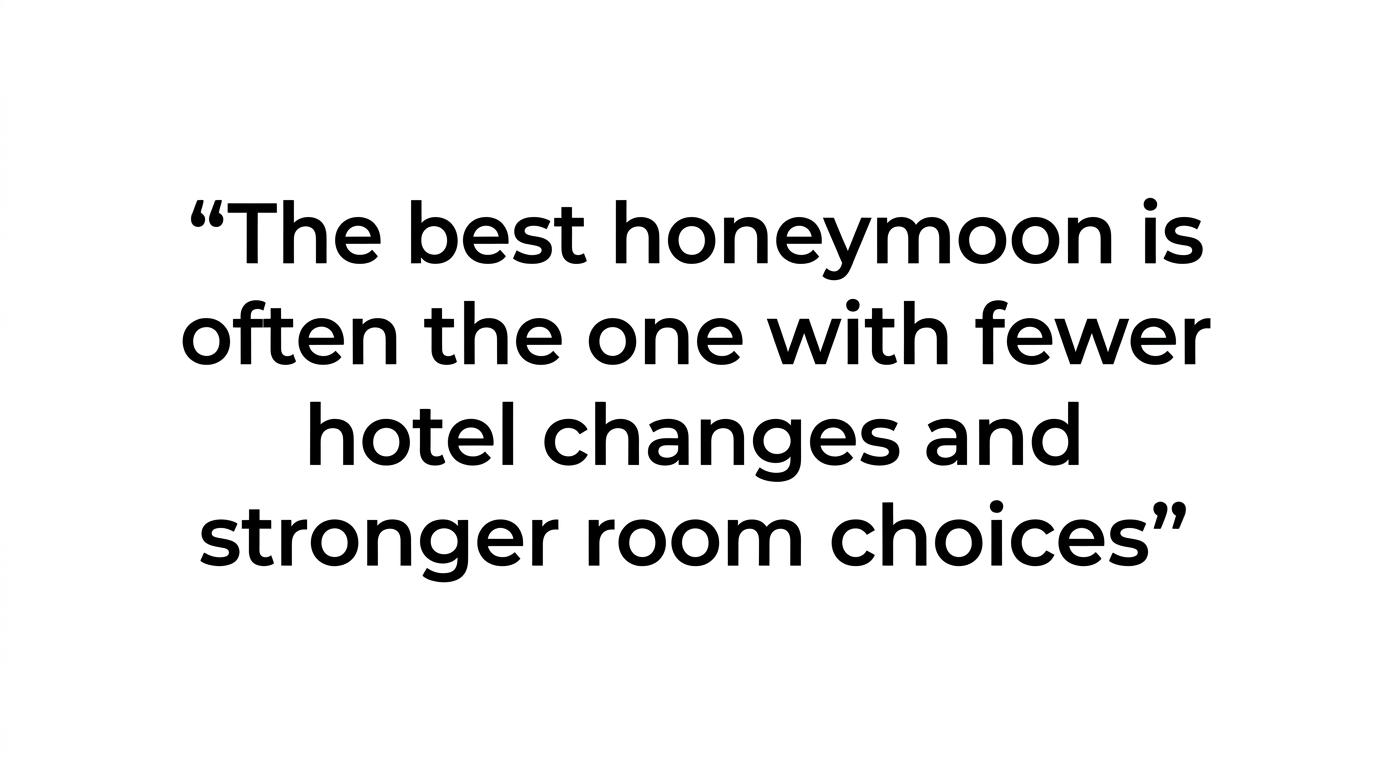 Highlighted quote card featuring the line about fewer hotel changes and stronger room choices.
