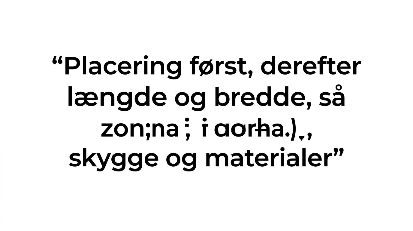 Citatkort med budskabet om at tænke terrassen som en serie af beslutninger frem for ét stort valg.