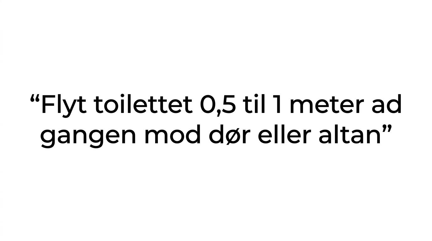 Citatkort med budskabet om at flytte toilettræningen gradvist.