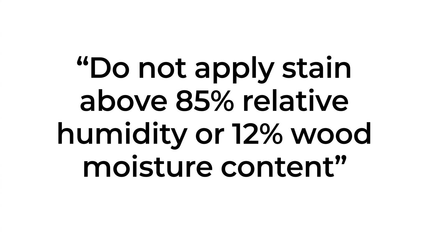 Highlighted quote stating that fence staining prep should follow 85 percent humidity and 12 percent wood moisture guidance, not guesswork.