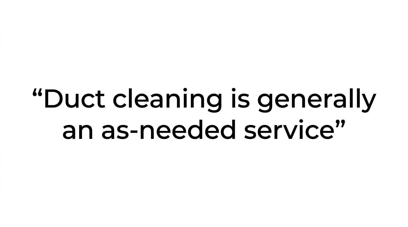 A highlighted quote stating that Al-Air treats duct cleaning as an as-needed service, not a routine sales pitch.