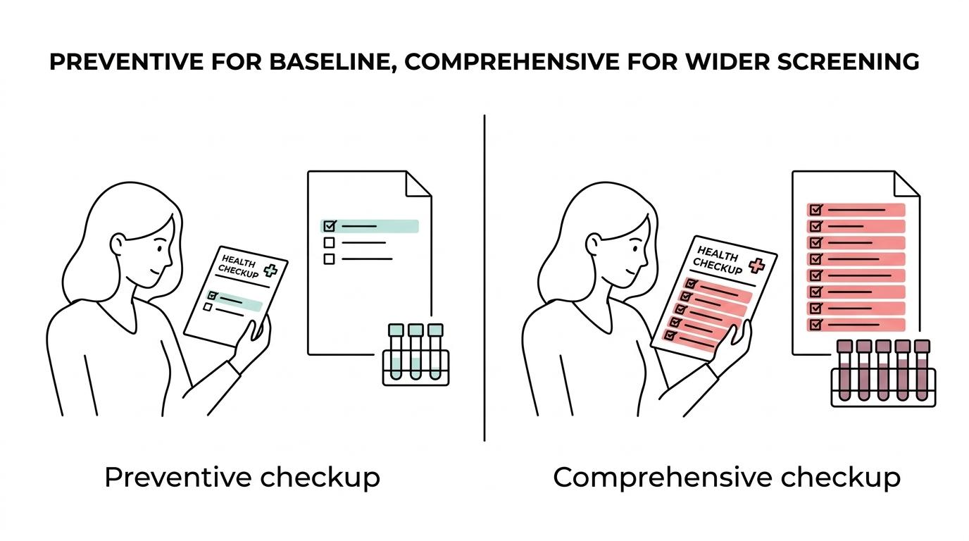 Side-by-side comparison of two Bluvial Labs women health checkup plans showing price, biomarker coverage, fasting requirement, and report turnaround.