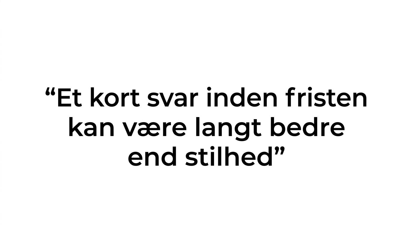 Large highlighted quote with the words: Et hurtigt svar er ikke altid et langt svar.