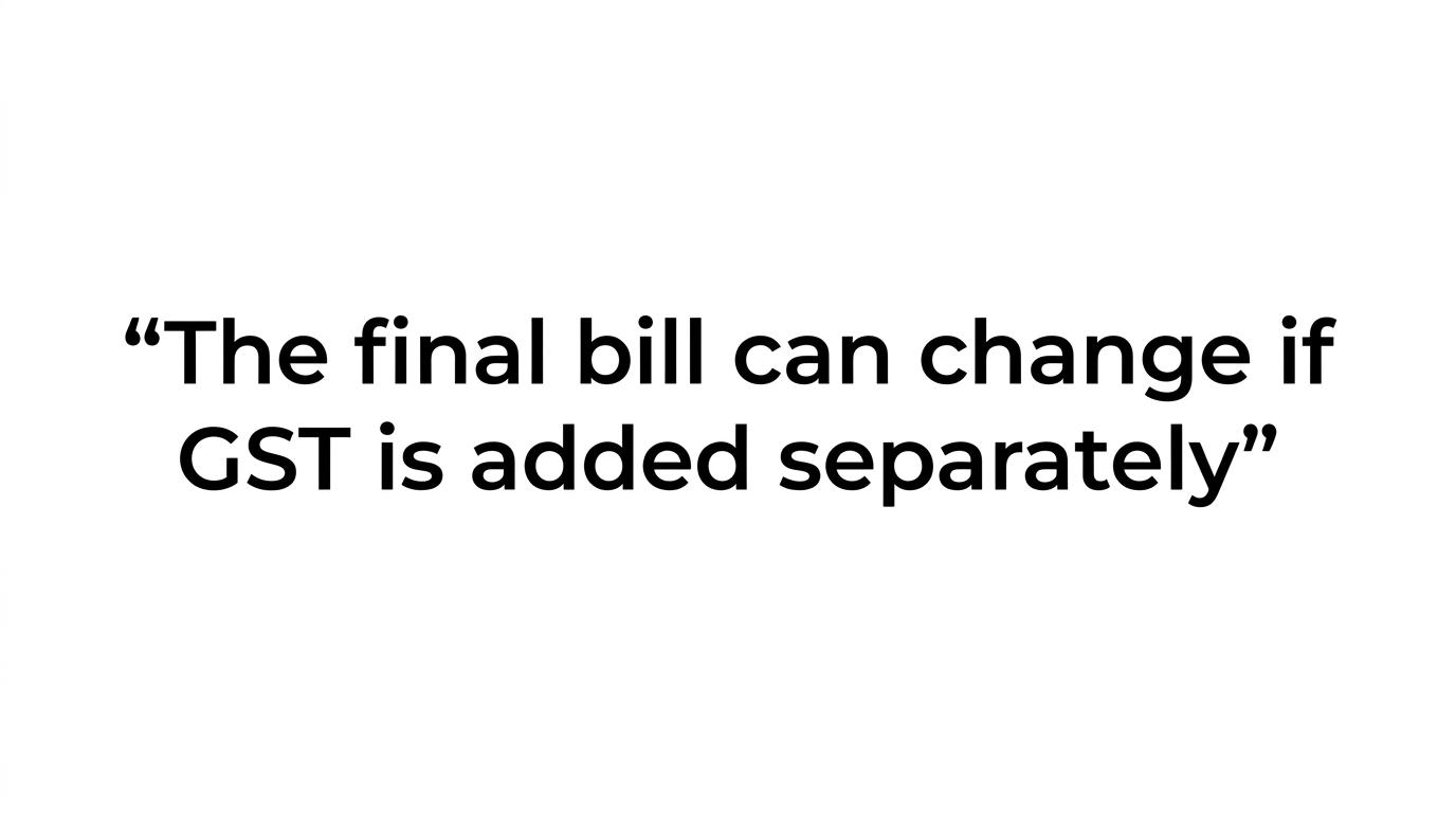 Highlighted quote stating that hair transplants are not automatically GST-exempt and patients should confirm whether tax is included in the quote.