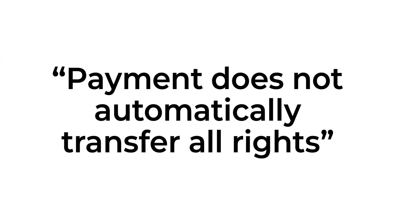 A highlighted quote reading, 'If I paid for it, I own everything,' followed by a note that this is not safe to assume.