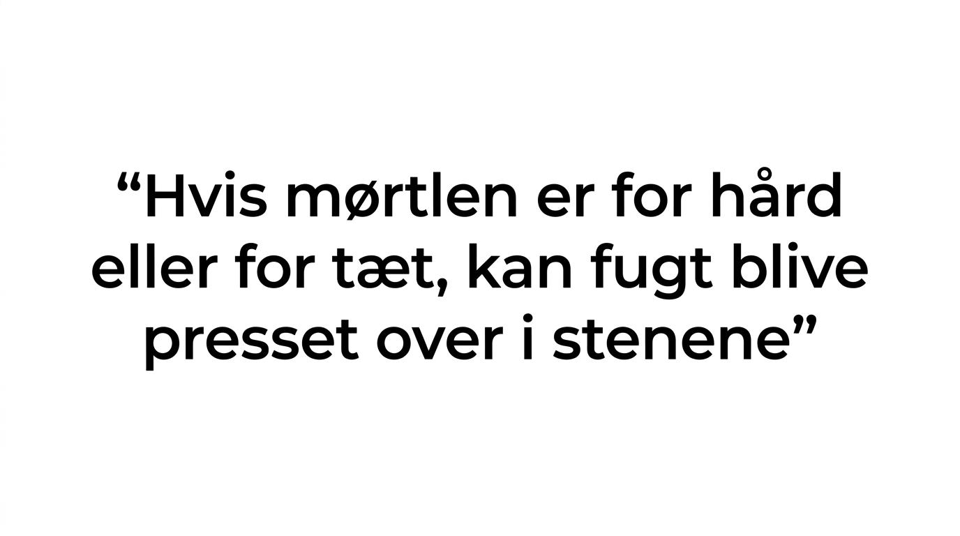 Fremhævet citat om, at hårdere mørtel ikke nødvendigvis er den bedste løsning på ældre murværk.