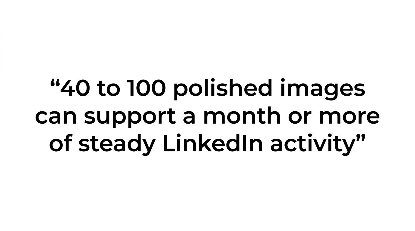 Highlighted quote stating that 40 to 100 polished event images can support a month or more of LinkedIn activity.