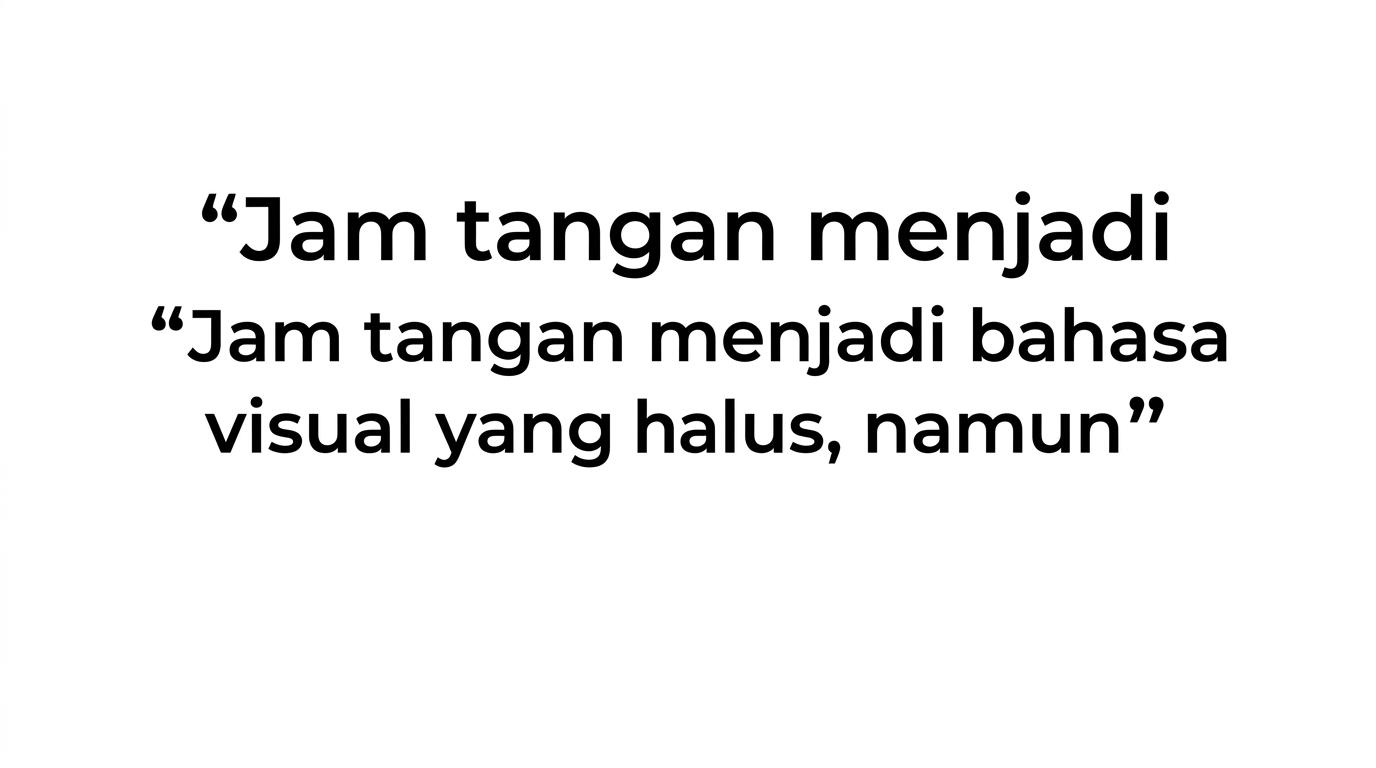 Visual kutipan singkat tentang jam tangan sebagai bahasa visual identitas.