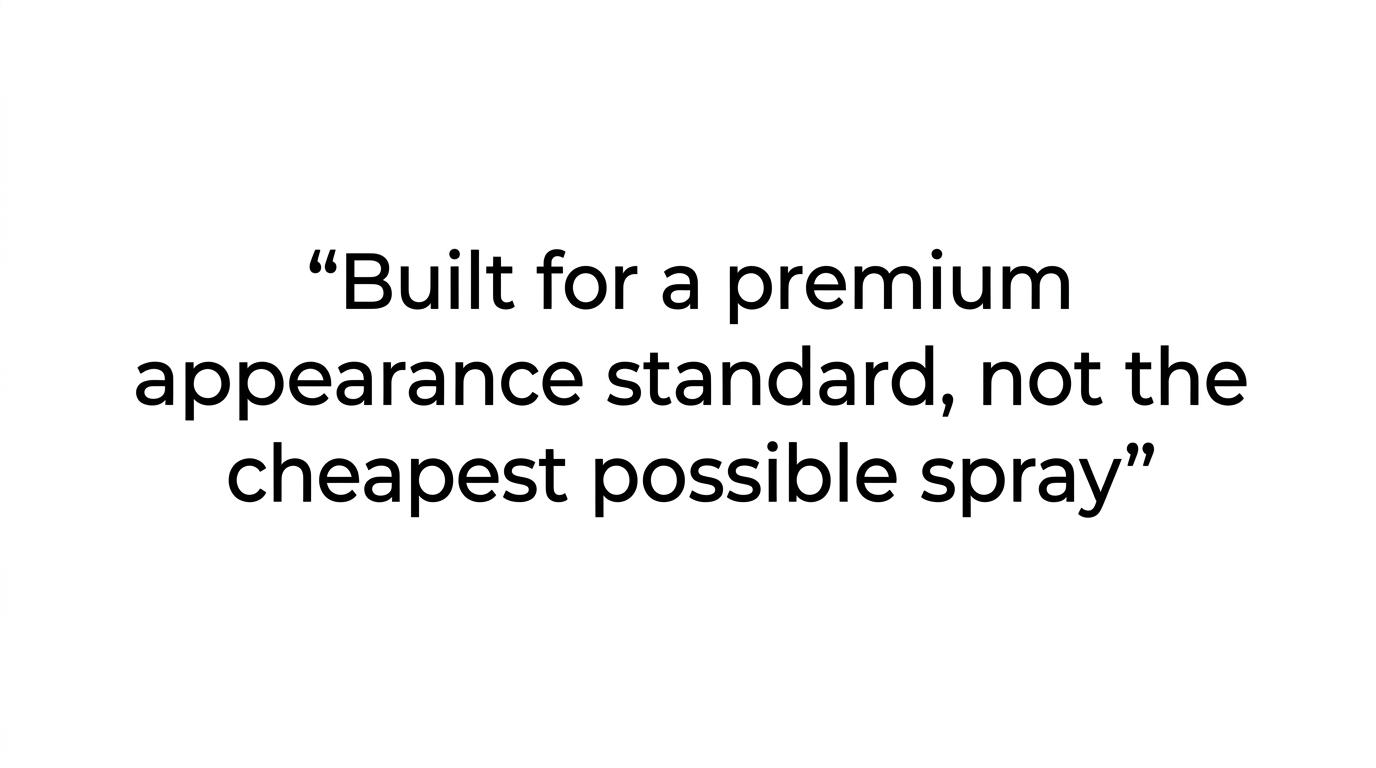 Quote highlight reading, "If your main goal is simply the cheapest possible spray, we may not be the best fit."