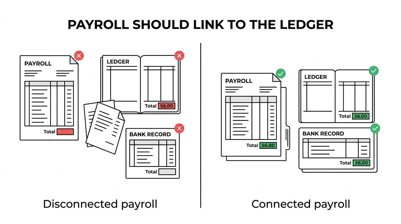 Side-by-side comparison of a basic payroll processor versus CBMC UAE’s integrated payroll support covering salary processing, WPS records, accounting entries and reporting.