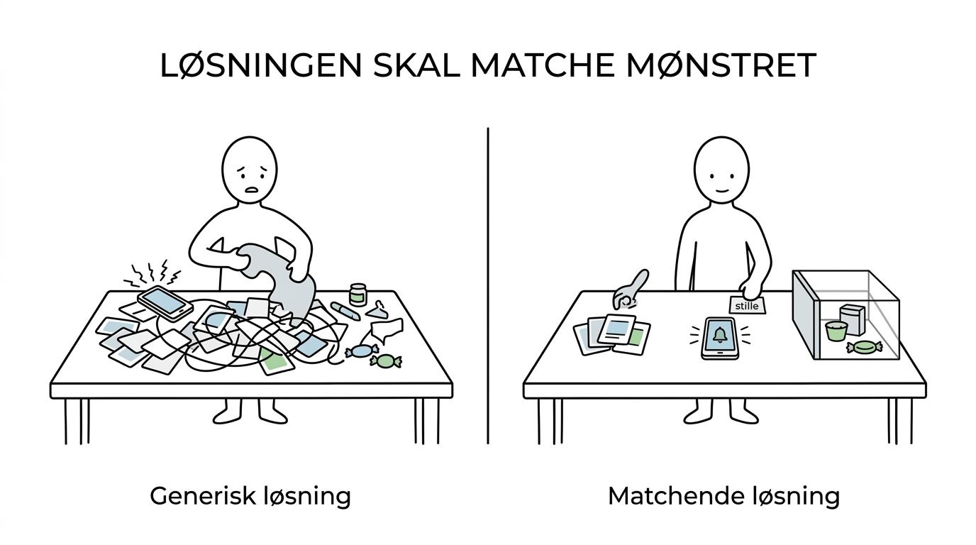 Sammenligning af beslutningstræthed, overstimulering og dopaminjagt med deres typiske drivere og adfærd.