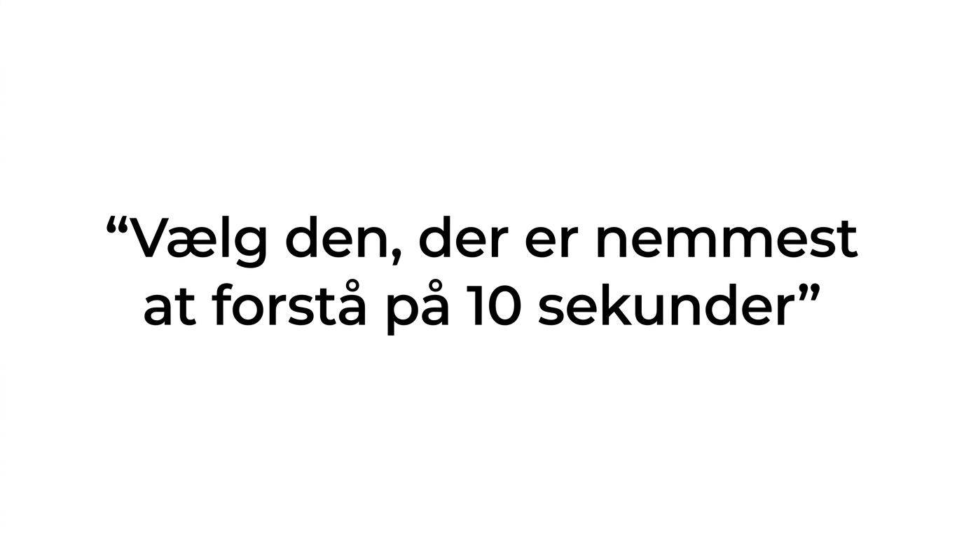 Fremhævet citat om at vælge underholdning, som er let at forstå på 10 sekunder.