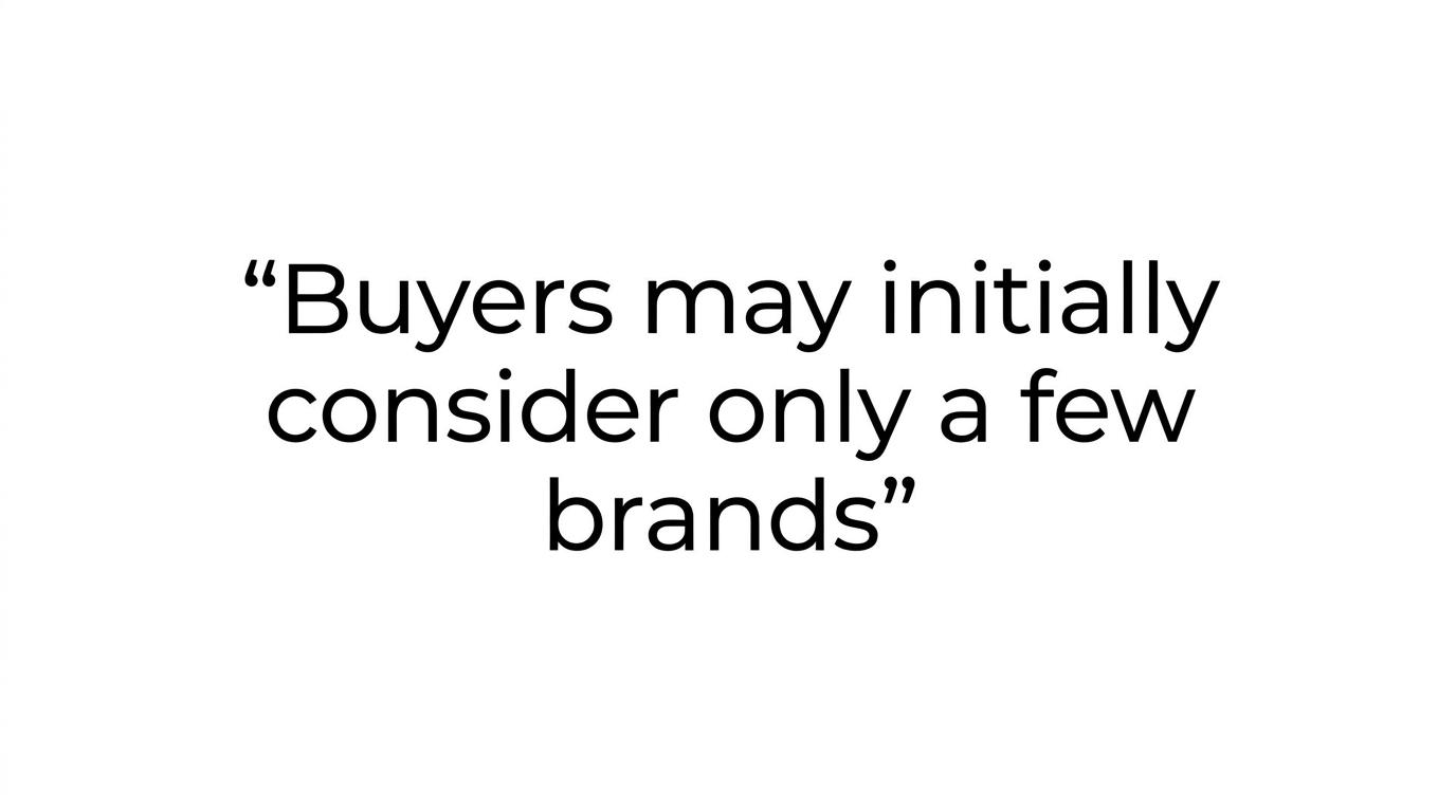 Highlighted quote stating that buyers may consider only a few brands, so the first message must be relevant fast.