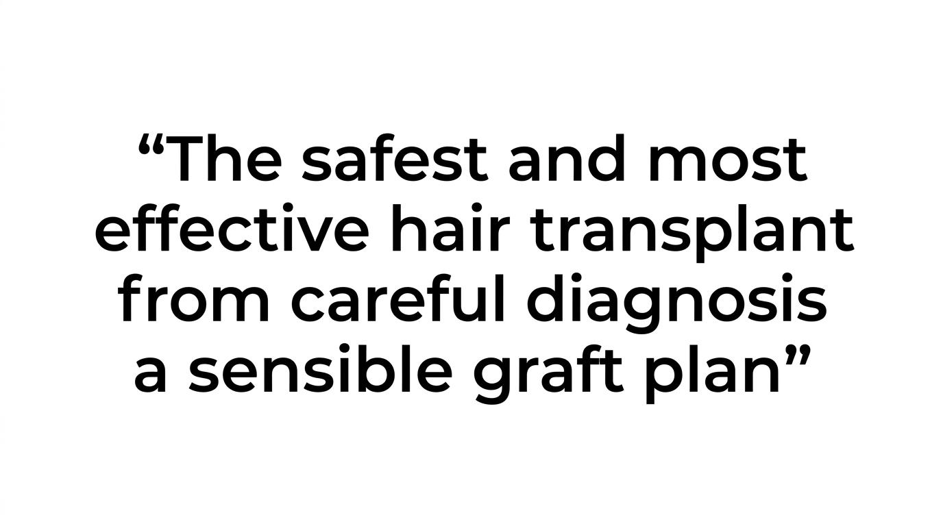 Quote card highlighting that the safest and most effective transplant is rarely the one promising the fastest miracle.