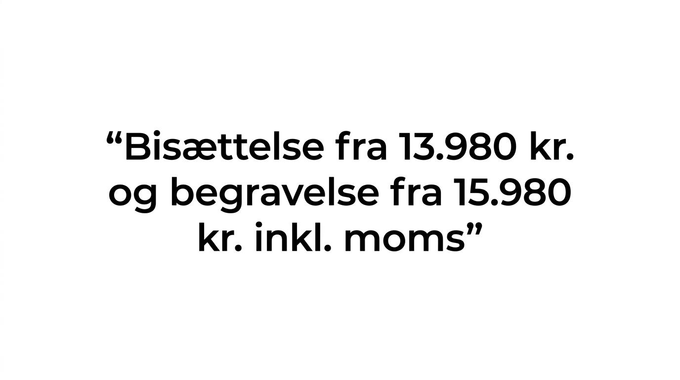 Unik Afsked: Bedemand i Helsingør med personlig støtte 2 Fremhævet citat om startpriser for bisættelse og begravelse hos Unik Afsked.
