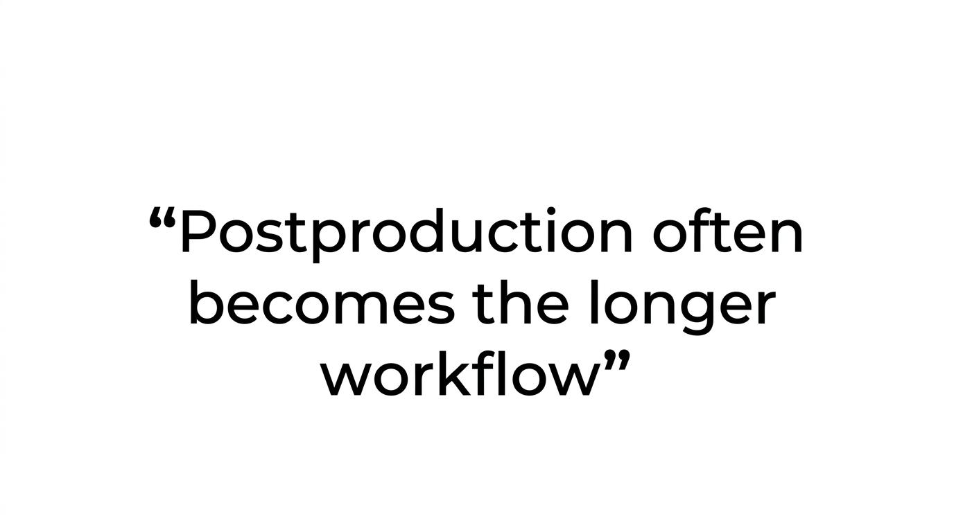 Highlighted quote stating that postproduction often becomes the longer workflow.